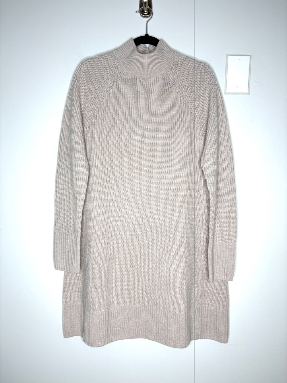 Hatch Irina Shaker Maternity Ribbed Knit Mock Neck Sweater Dress Beige Size 2/M - Picture 4 of 9